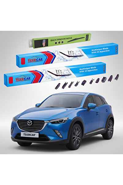 TEAMCAR Windshield Wipers Mazda CX-3 DK 2015-2018 Front and Rear Set Flat Pre...