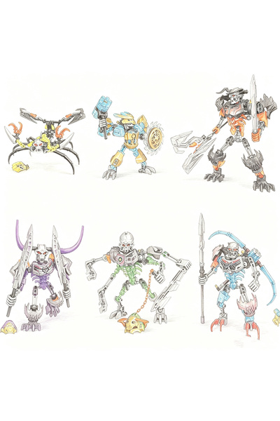 Choice13 No Box 5Set Mask Maker Bionicle Series Skull Warrior Mask Maker Buil...