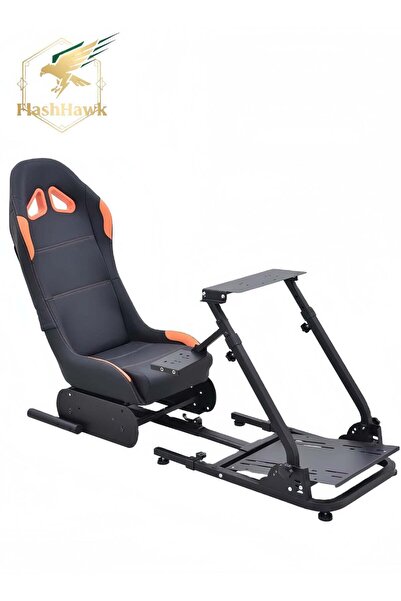 FlashHawk Racing Wheel Stand with Seat, Racing Gaming Chair Driving Cockpit f...