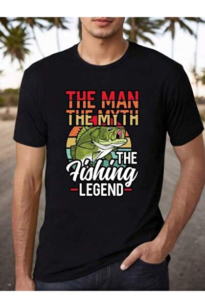 2BIR Men's Cotton "The Man Myth The Legend" Graphic Print, Black 180gsm Heavy...