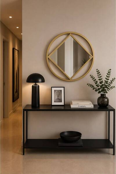 HADİD METAL DİZAYN Orbit Gold Geometrik Metal Çerçeveli Dekoratif Duvar Aynas...