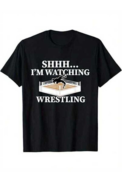 kai22 تي شيرت I'm Watching Wrestling Lover، أسود، 100% قطن، هدية للرجال والأب...