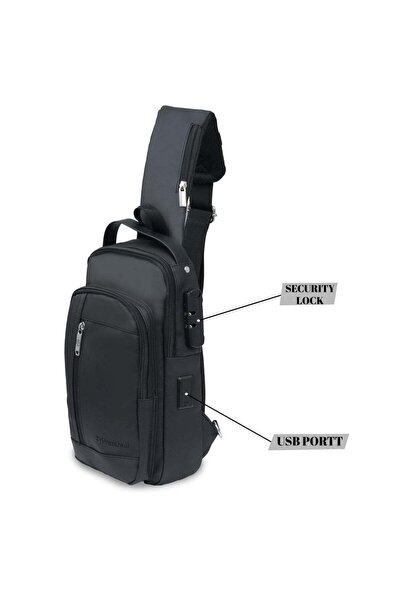 President Premium Chest Crossbody Bag Small Shoulder Backpack for Men ( BLACK ) SBP9057
