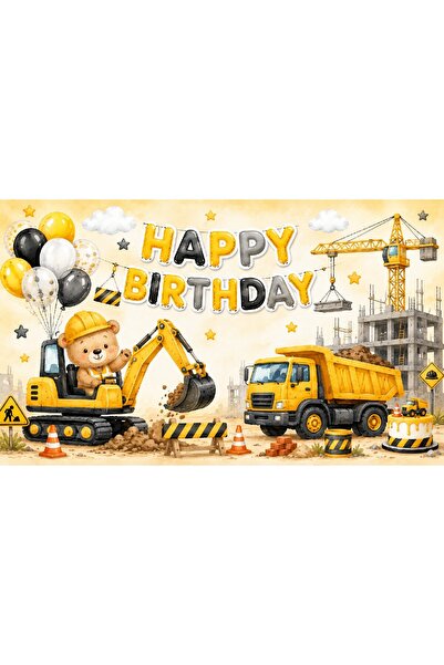 Bkmc Construction Themed Custom Birthday Banner Backdrop 60X100 Vinyl Tarpaul...