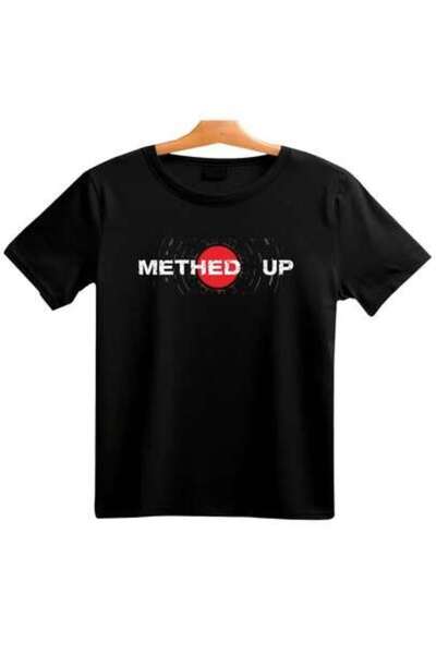 kai22 1pc "Meth Up" Humorous Tee 180g Crew Neck T Shirt With Red Print Casual...