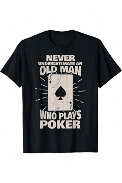 kai22 Men's "Never Underestimate An Old Man Who Plays Poker" Tee - Soft Cotto...
