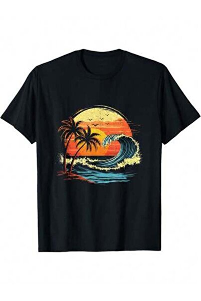 21JNRY Retro Sunset Tropical Vintage Beach Palm Tree For Men Women T-Shirt