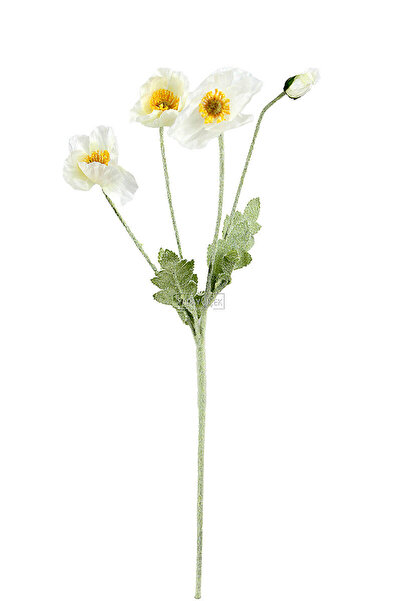Yapay Çiçek Deposu Yapay Gelincik Dalı 60 cm 3lü SET Pudra-Beyaz-Gül Kurusu