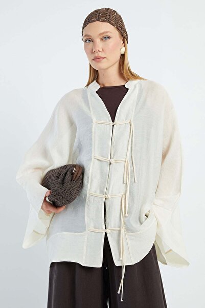 Fulla Moda Wide Sleeve Oversize Transparent Kimono