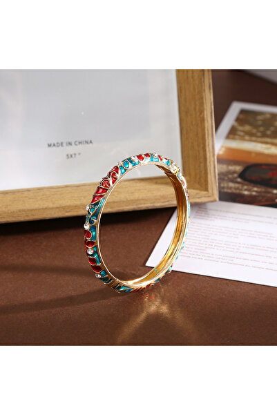 Choice3 58-60mm Light Yellow Gold Color Vintage cloisonné color-block flower ...