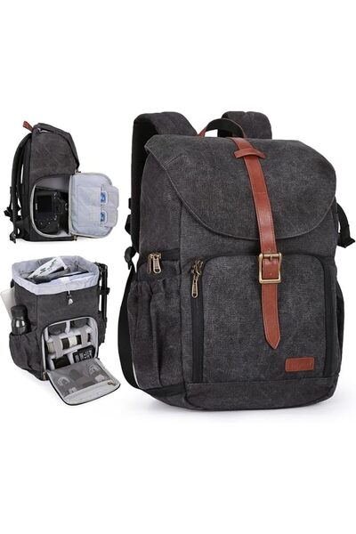 BAGSMART حقيبة ظهر للكاميرا، حقيبة كاميرا DSLR مضادة للسرقة تناسب أجهزة الكمب...