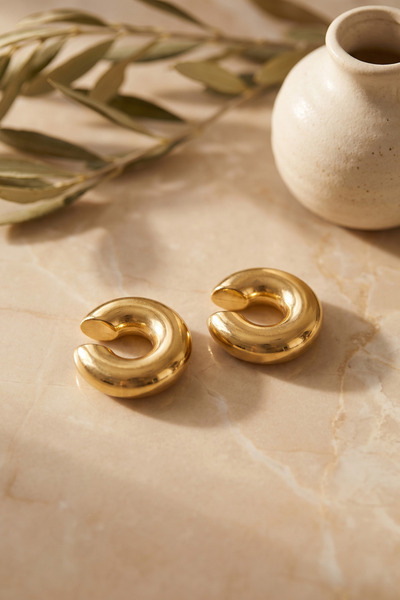 Skygo 316L Steel Gold Color Double Earcuff Earrings Tj-Bkp12064