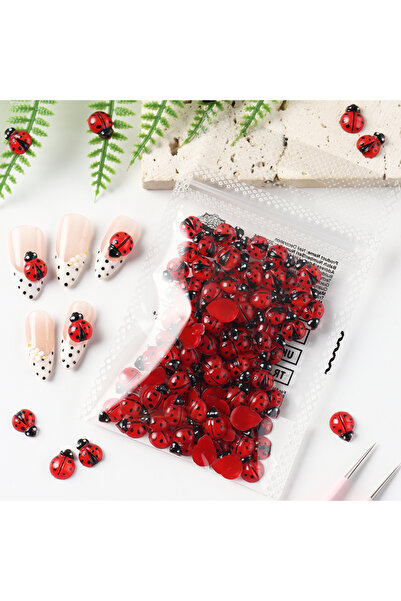 Choice1 S-321-02-100pcs 50/100pcs Cute Cartoon Ladybug Nail Charms Resin Inse...