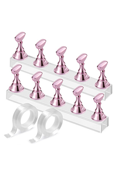 Choice1 Pink Acrylic Magnetic Nail Stand, Nail Art Practice Display Holder wi...