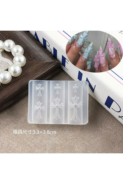 Choice3 B Trendy Nail Mold 3D Silicone DIY Carving Cross Butterfly Knot Nail ...
