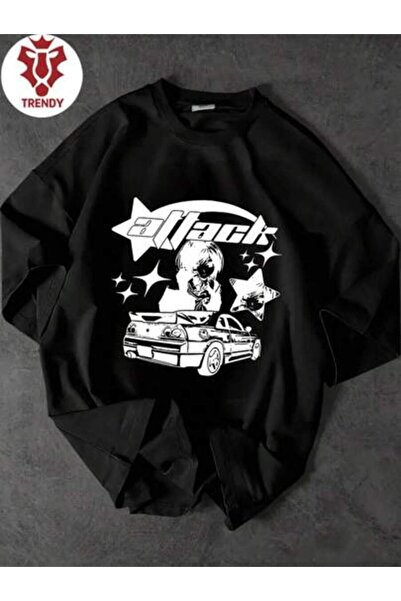 29CUN Y2K Personality Niche Cool Anime Print Summer Solid Color Top T-Shirt C...