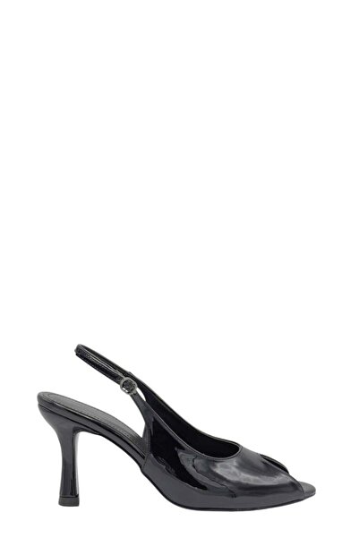 Moulin Shoes Black Patent Leather Open Toe Heeled Women's Shoes
