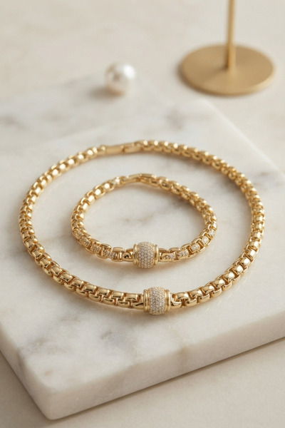 Skygo Xuping Singapore Chain Model Necklace and Bracelet Set Tj-Bko11210