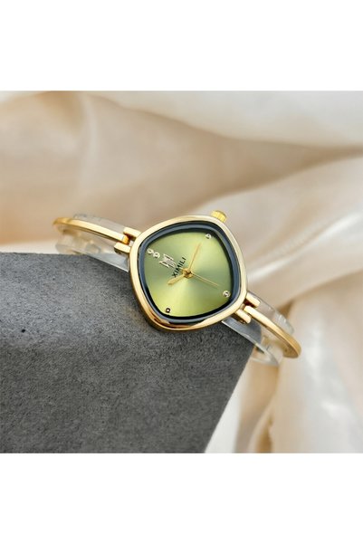 Choice3 golden green Minimalist Watch for Women - Diamond Dial Ultra-thin Cur...