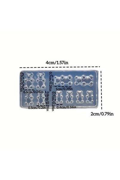 Choice1 1pc 1/2PCS Mini Bear Mold 3D Silicone Molds for Resin Jewelry Making ...