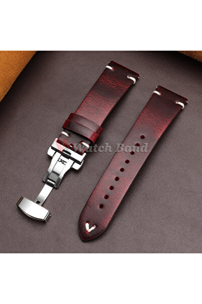 Choice12 20mm Red Vintage Oil Wax Leather Watch Band 18mm20mm 22mm Bracelet f...