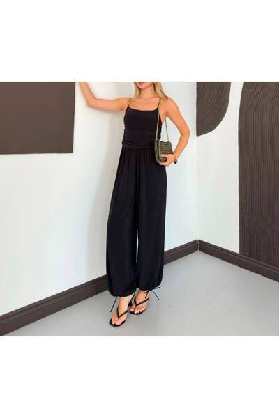 SUYA US WEAR بدلة نسائية من قماش الساندي بحزام من الخيوط وحافة مطاطية فضفاضة
