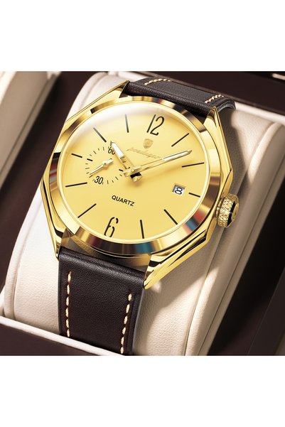 choice2 689 Gold Gold Original Fashion Male Wristwatch Leather Quartz Busines...