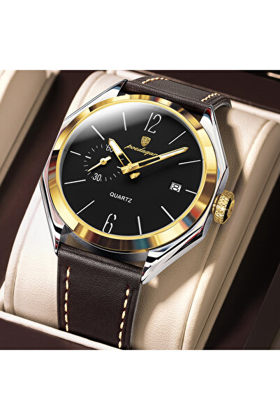 Choice5 689 Gold Black Original Fashion Male Wristwatch Leather Quartz Busine...