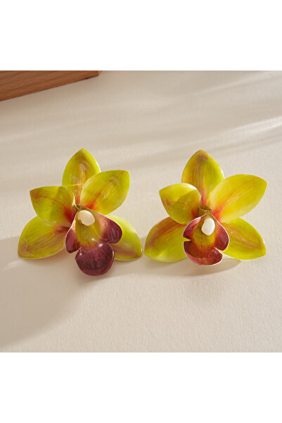 Choice1 green Color 5 Colors Bohemian Orchid Flower Stud Earrings for Women 3...