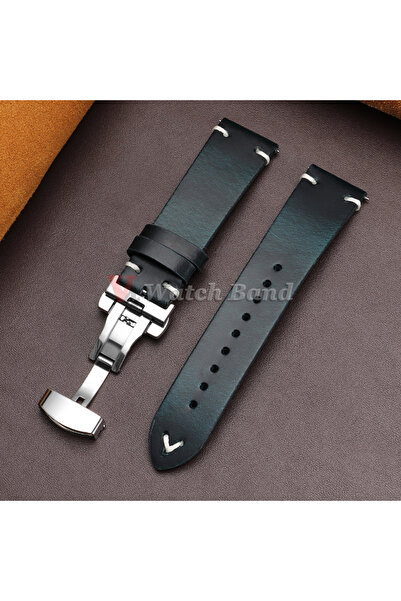Choice9 20mm Blue Vintage Oil Wax Leather Watch Band 18mm20mm 22mm Bracelet f...