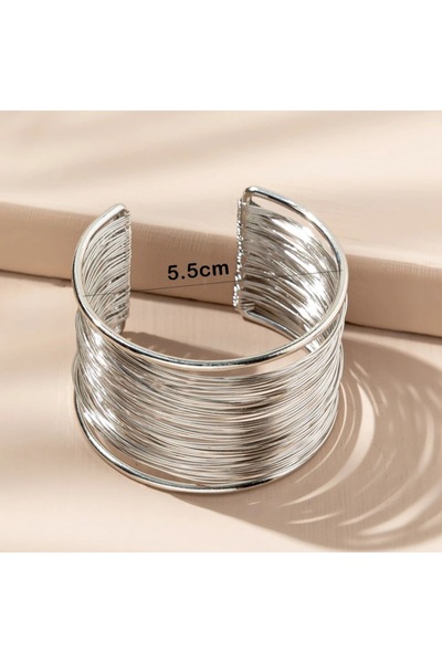 choice2 S030-Silver Exaggerated Punk Multilayer Metal Wires Strings Black Bra...