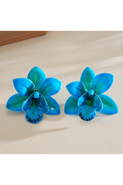 Choice Blue Color 5 Colors Bohemian Orchid Flower Stud Earrings for Women 3D ...