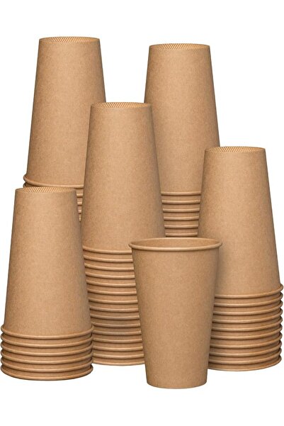 GENERAL [100 Pack] 10 oz Kraft Paper Hot Coffee Cups - Unbleached |   Heat an...