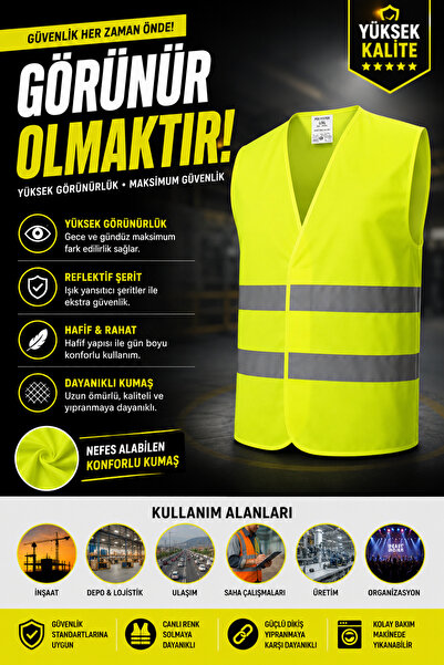 Genel Markalar Toptan Sarı İkaz Yeleği 50 ADET