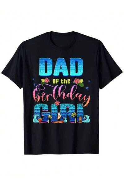 kai22 Men'S T-Shirt Dad Of The Girl Graphic Tee With Tropical Floral Waves - ...