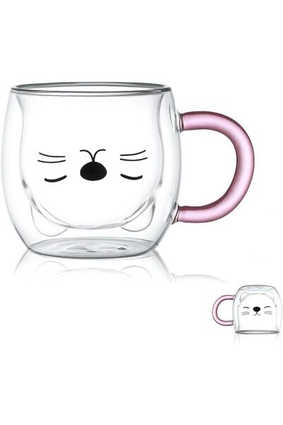 GENERAL Double Wall Insulated Glass Mugs with Cute Design for Espresso, Coffe...