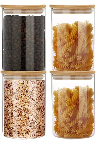 GENERAL 600ml Stackable Bamboo Lid Glass Food Storage Containers Organizing Sets