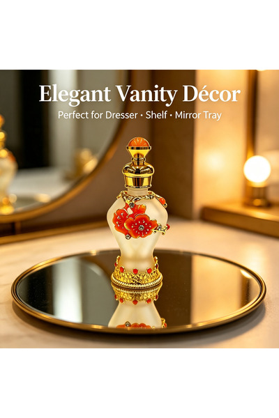 ARIANA 8ml Frosted Glass Empty Perfume Oil Bottle with Gold Metal Accents, Rh...