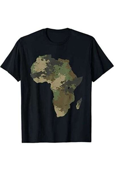 29CUN Mens Africa Map Camo T-Shirt Black Safari Graphic All-Season Shirt For ...