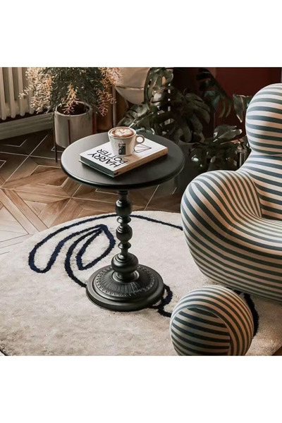 GGEROU Round Coffee Table, Metal Small End Table, Matte Accent Coffee Drink T...