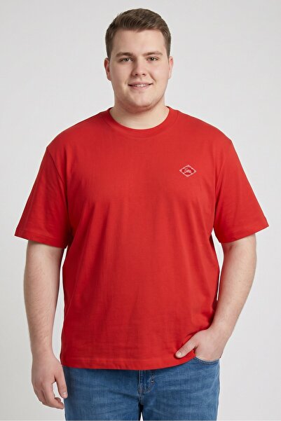 Calvin Klein Jeans Men Crew Neck Short Sleeve Embroidered Logo T-Shirt, Red
