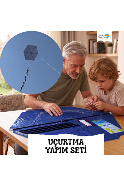 GÜLEN UÇURTMA Naylon Altıgen Uçurtma Yapım Seti / Plastik Çıtalı