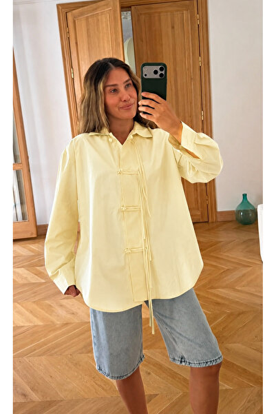 My Blog Yellow Oversize Japanese Button Detailed Shirt - 5124