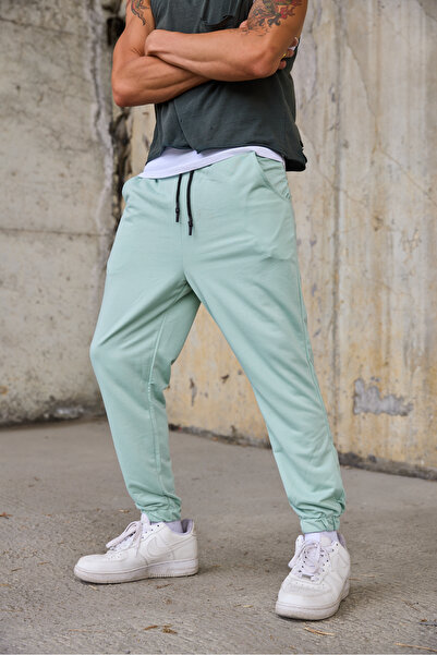 Superbluemexico Men's Jogger Pants with Elastic Waist and Cuffs