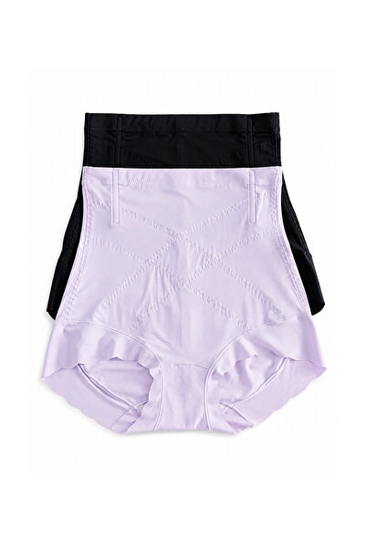 UN REAL Women's 2-Pack Belly Shaping Laser Cut High Waist Panties Corset
