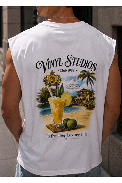 VINYL ART CLOTHING Ανδρικό Αμάνικο Μπλουζάκι Λευκό Old Money Oversized 62890-02