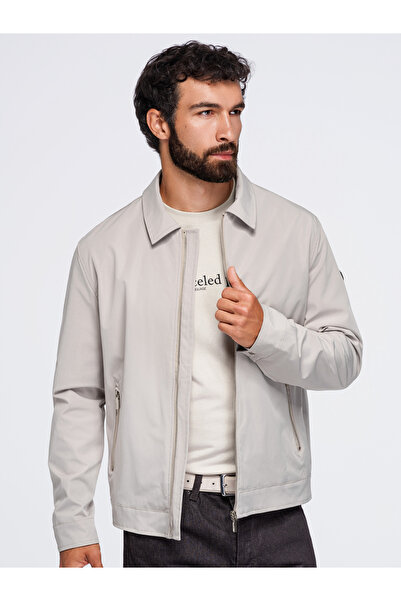 OMBRE Pánská lehká bomber bunda, klasický střih OM-JANP-0224, barva popelavá