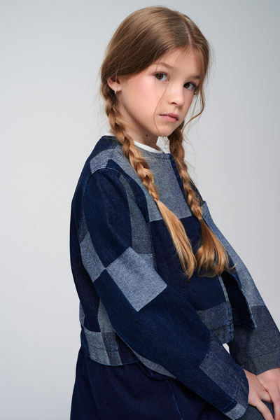 SheShe Patchwork Jean Kız Çocuk Ceket