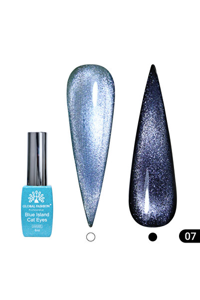 global fashion Ημιμόνιμο βερνίκι νυχιών Cat eye, Blue Island 8 ml, 07