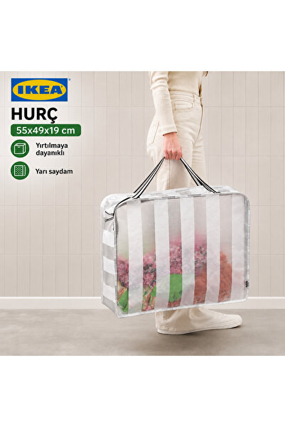 IKEA TREV Hurç 55x49x19 cm Dolap İçi Düzenleyici Fermuarlı Saklama Kutusu Çam...
